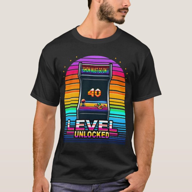 Camiseta Design de Arcade Retroativa Desbloqueada do Nível  (Frente)