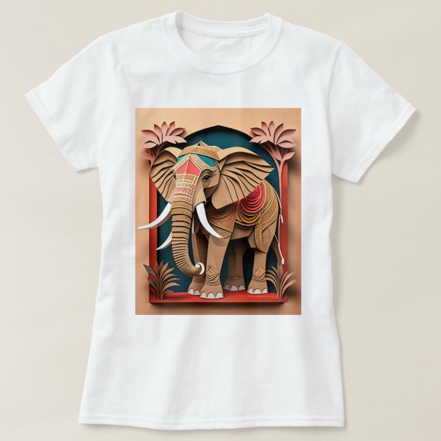 Camiseta Design de Arte 3D do Elefante Indiano (Frente do Design)