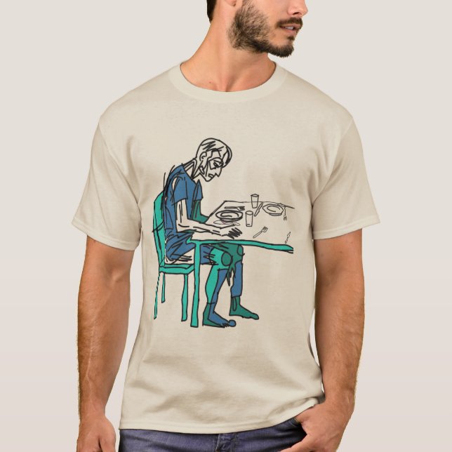 Camiseta Design de Arte Abstrata Neoexpressionista da Fome (Frente)