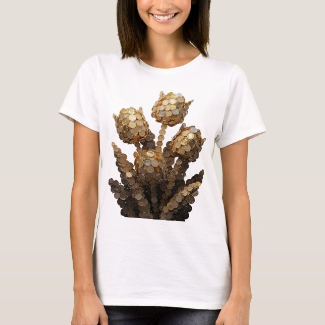 Camiseta Design de ARTE ABSTRATA Prata Engraçado (Frente)