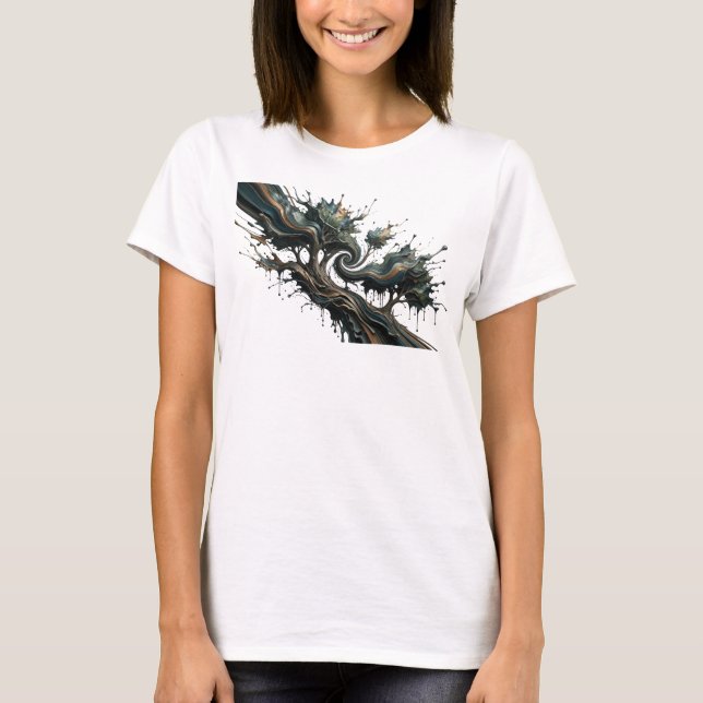 Camiseta Design de ARTE ABSTRATA Prateado Elegante (Frente)