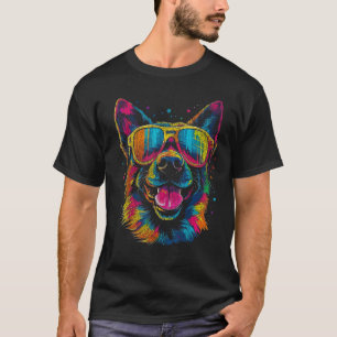 Camiseta Design de Arte Colorida de Pastor Alemão