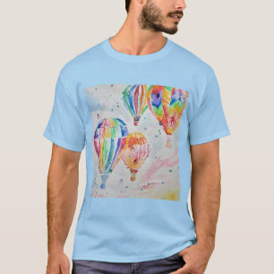 Camiseta Design de Arte de Aquarela Colorida com Balão de 
