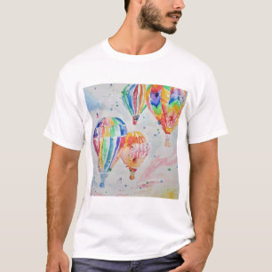 Camiseta Design de Arte de Aquarela Colorida com Balão de 