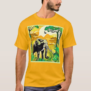 Camiseta Design de Arte de Elefante da Selva Africana