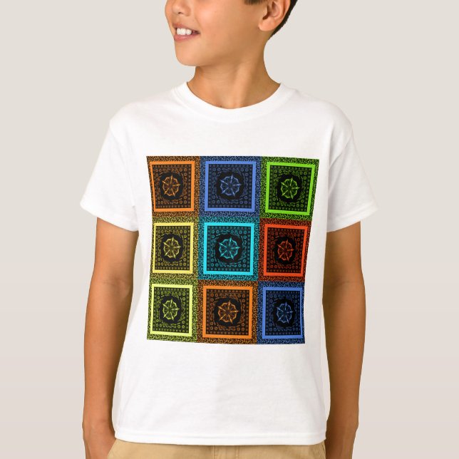 Camiseta Design de Arte de Padrão Multicolorido Verificado  (Frente)