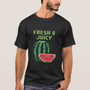 Camiseta Design de Arte de Pixel de Melancia fresca e sucul