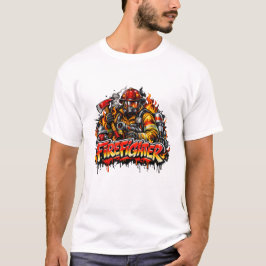 Camiseta Design de Arte de Rua com Grafite de Bombeiro