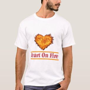 Camiseta Design de Arte do Coração em Fogo