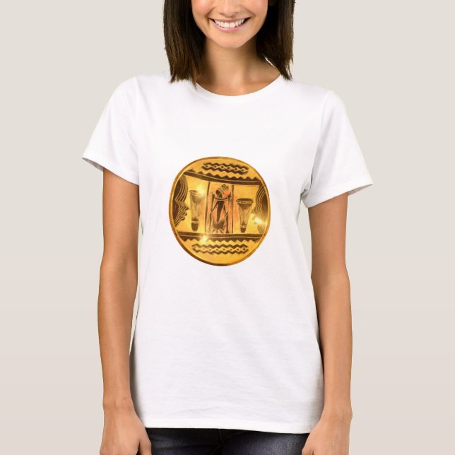 Camiseta Design de Arte Étnica da África ouro (Frente)