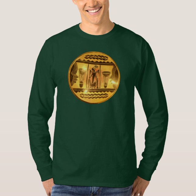Camiseta Design de Arte Étnica da África ouro (Frente)