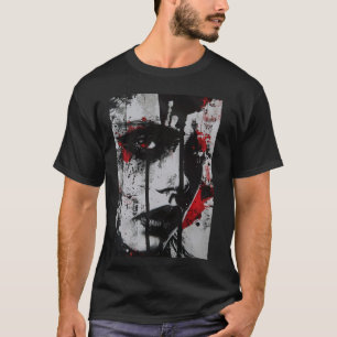 Camiseta Design de Arte Grunge de Retrato Abstrato de Vangu