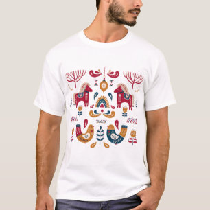 Camiseta Design de Arte Popular Tradicional Europeia