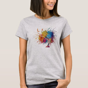 Camiseta Design de Árvore de Abertura de Abstrato vibrante