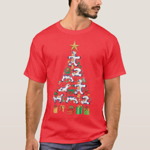 Camiseta Design de árvore de Natal com vacas fofas festivas