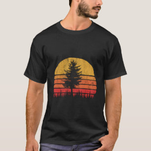 Camiseta Design de Árvore de Pinheiros Minimalista Retrosol