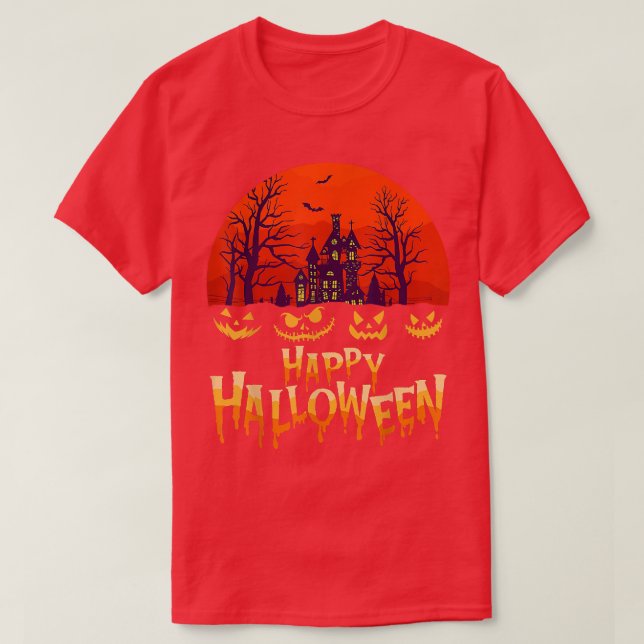 Camiseta Design de Assustador do Halloween Broom Gravado Da (Frente do Design)