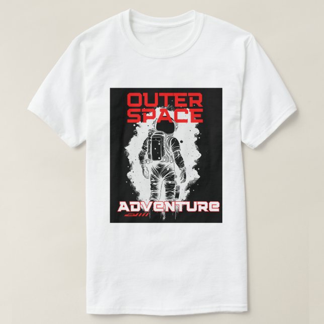 Camiseta Design de Astronauta Flutuando no Espaço Exterior (Frente do Design)