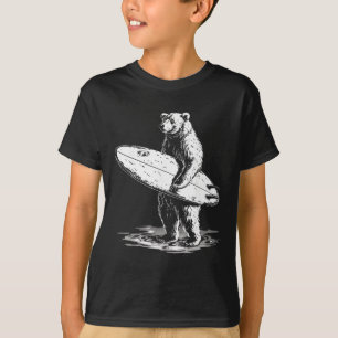 Camiseta Design de Aventura de Praia Legal de Urso de Surfe