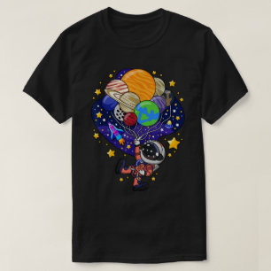 Camiseta Design de Balão do Planeta do Astronauta Fofo
