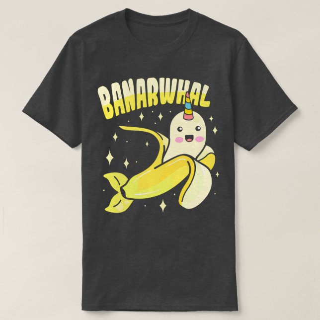 Camiseta Design de Banana Narwhal para Crianças e Rosquinha (Frente do Design)