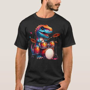 Camiseta Design de Banda de Música de T-Rex Dinossauro Lega