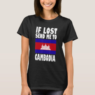 Camiseta Design de Bandeira do Camboja Se perdido me envie