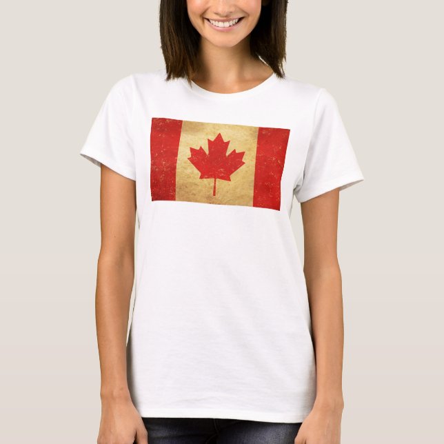 Camiseta Design de Bandeira do Canadá Branco feminino (Frente)