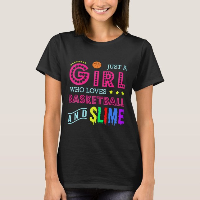 Camiseta Design de basquete - Menina Que Ama Basquete E (Frente)