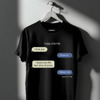 Camiseta Design de bate-papo de amor de pizza engraçado