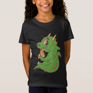 Camiseta Design de Bebê Dragão Comendo Fatia de Pizza Delic