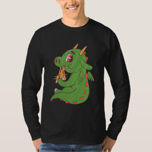 Camiseta Design de Bebê Dragão Comendo Fatia de Pizza Delic