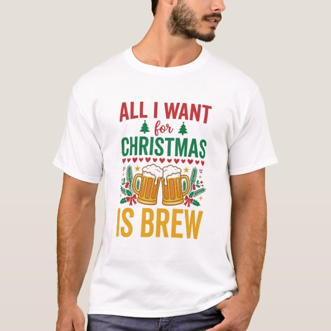 Camiseta Design de Bebida de Férias Christmas Brew (Frente)