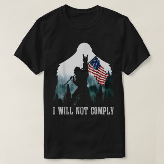 Camiseta Design de Bigfoot segurando a bandeira americana