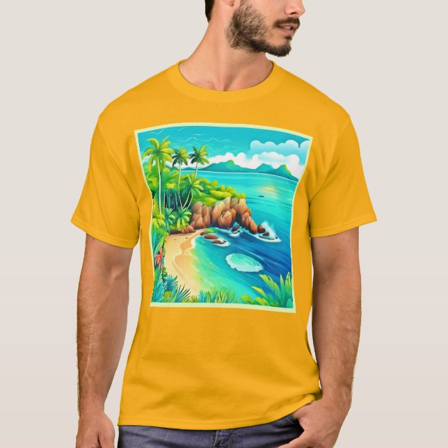 Camiseta Design de Blisagem Costeira Tropical (Frente)