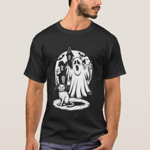 Camiseta Design de bolso estilo fantasma e gato fofo 1