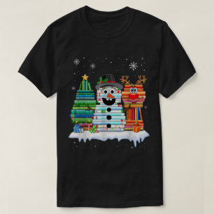 Camiseta Design de Boneco de Neve Amante de Livros de Natal