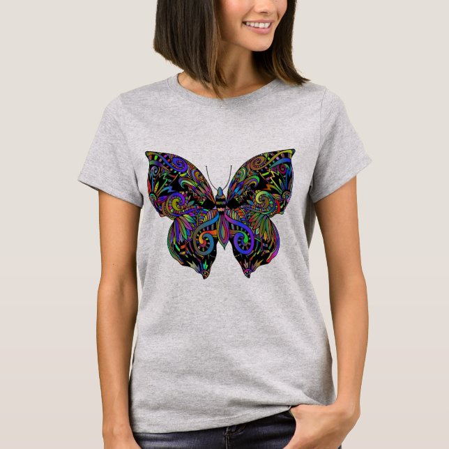 Camiseta Design de borboleta de Abstrato vibrante (Frente)