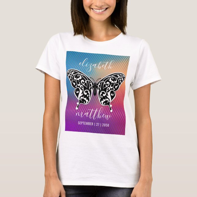 Camiseta Design de borboleta elegante com um sunset incríve (Frente)