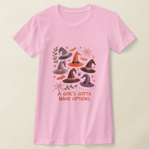 Camiseta Design de bordado de chapéu de bruxa bruxa do Dia