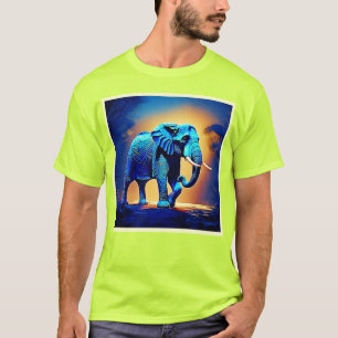 Camiseta Design de Brilho de Elefante Azul