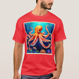 Camiseta Design de Brilho de Octopus do Mar Profundo