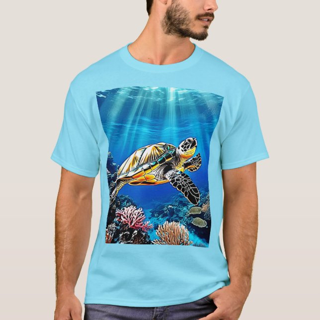 Camiseta Design de brilho de tartaruga (Frente)