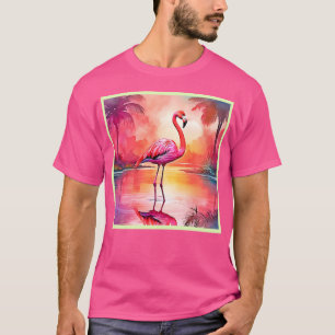 Camiseta Design de Brilho Tropical de Flamingo Vibrante