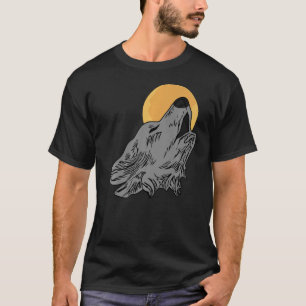 Camiseta Design de cabeça de lobo predador de arte face a i