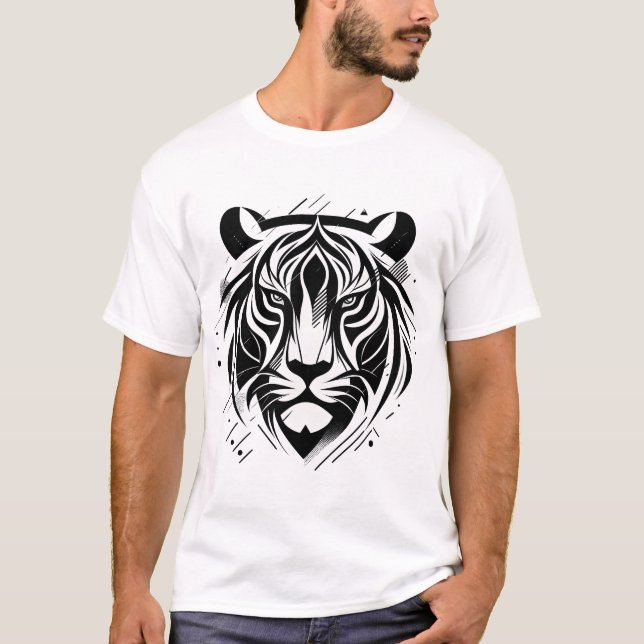 Camiseta Design de Cabeça Geométrica Negrito do Tigre - Abs (Frente)