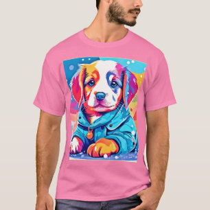 Camiseta Design de cachorrinho com casaco azul