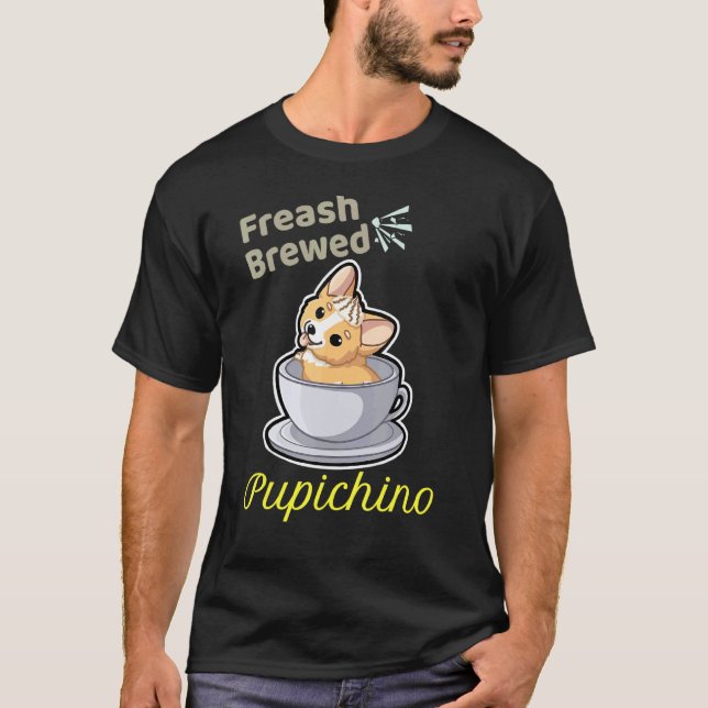 Camiseta Design de Café de Corgi Recém-Coado (Frente)