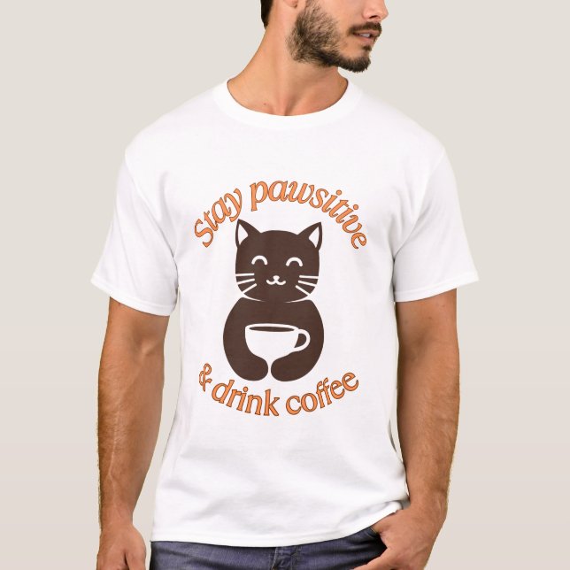 Camiseta Design de Café de Gato Pawsitivo (Frente)
