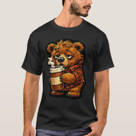 Camiseta Design de café engraçado amante de café urso pardo